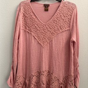Maxima Pink Lace Detail Women's Top